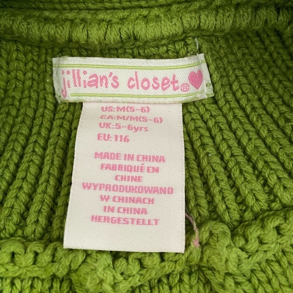 Lillian’s Closet Green Cardigan Sweater with Button Closure and pockets Size 5-6 - Picture 2 of 6